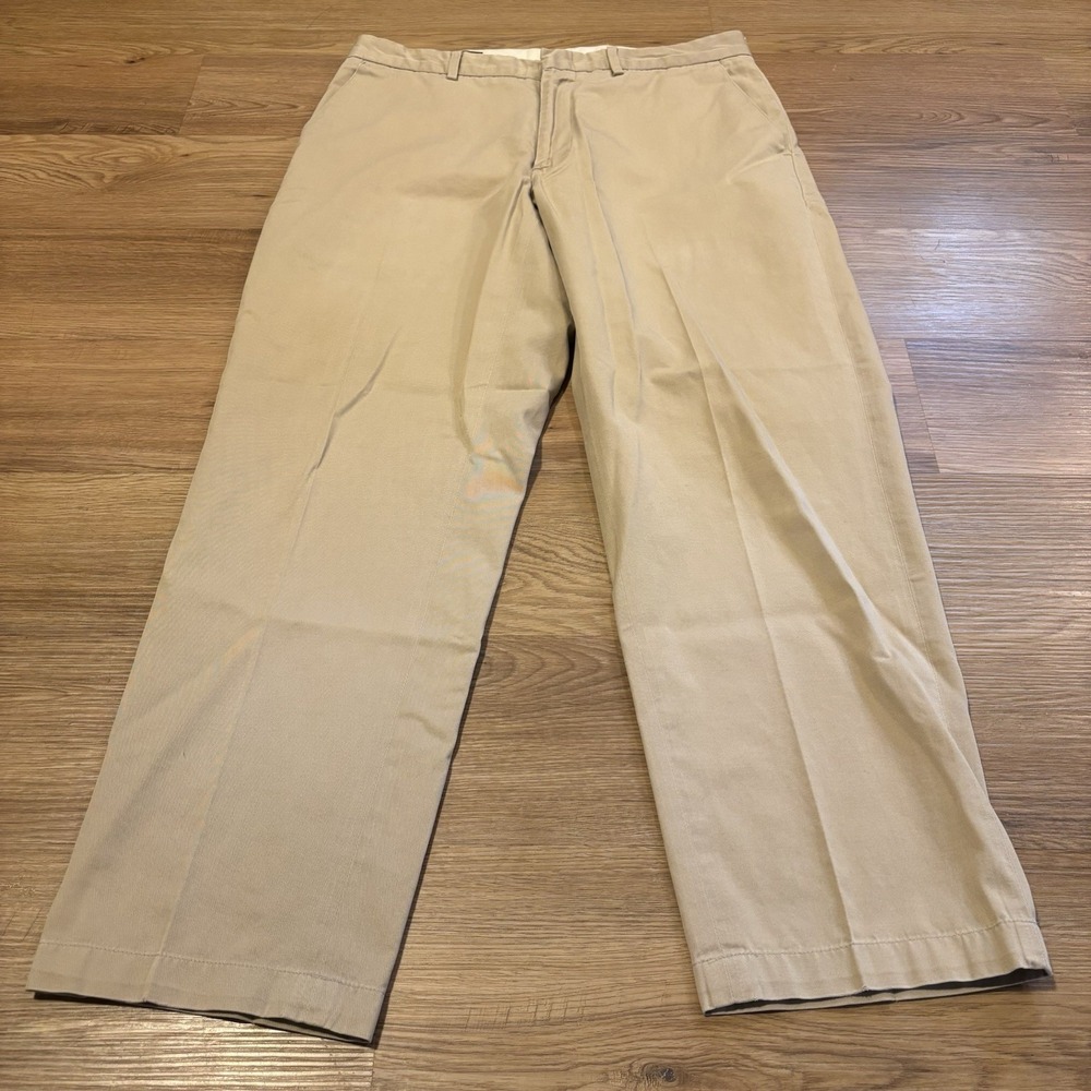 VTG Polo Ralph Lauren Chino Pants Men's 34x32 Fits 34x28 Flat Front Tan Khaki‎